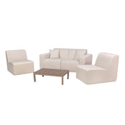 Deko Living - 4 Place Seating Beige Outdoor Compression Foam Sofa and Table Set