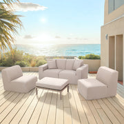 Deko Living - 4 Place Seating Beige Outdoor Compression Foam Sofa and Table Set