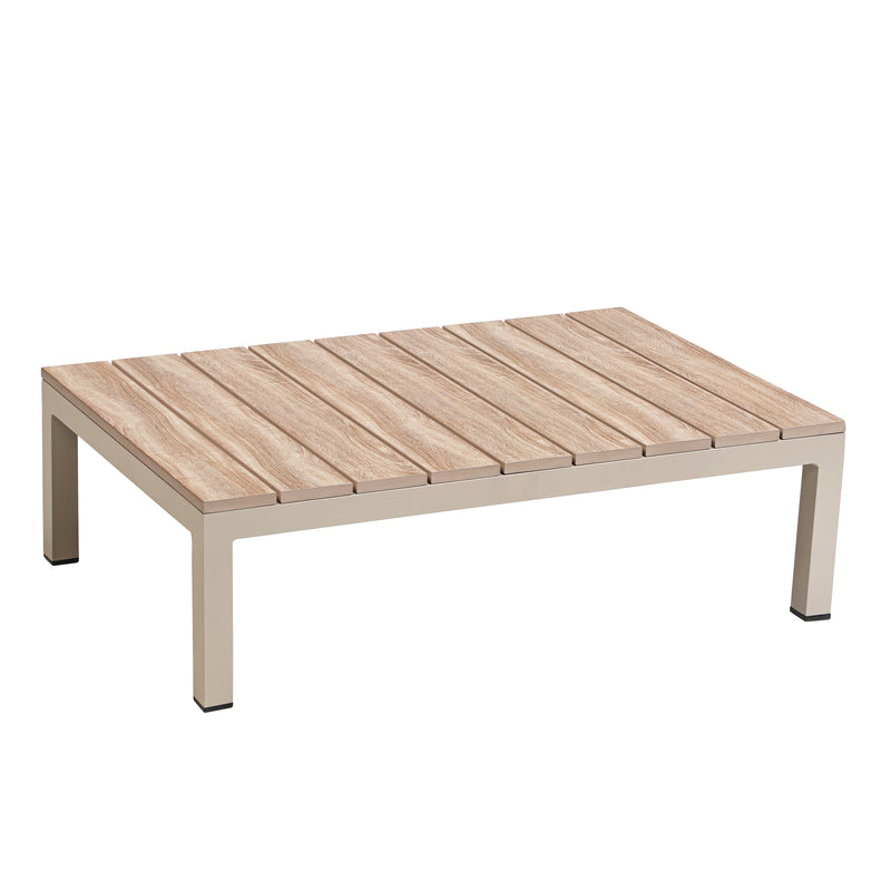 Deko Living - 4 Place Seating Beige Outdoor Compression Foam Sofa and Table Set