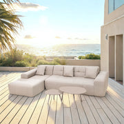 Deko Living - 3 Piece Beige Outdoor Compression Foam Sofa and Table Set