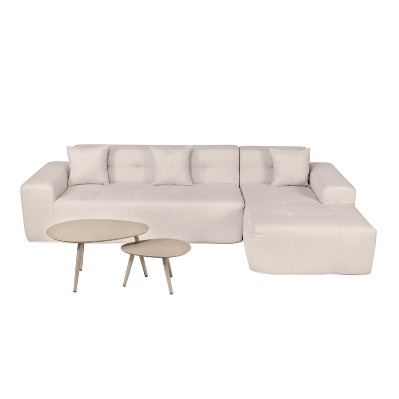 Deko Living - 3 Piece Beige Outdoor Compression Foam Sofa and Table Set