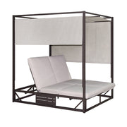 Deko Living - 2 Place Outdoor Aluminum Rectangular Patio Daybed with Retractable Beige Textilene Fabric Canopy