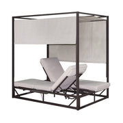 Deko Living - 2 Place Outdoor Aluminum Rectangular Patio Daybed with Retractable Beige Textilene Fabric Canopy