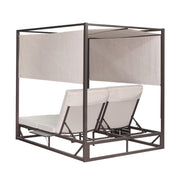 Deko Living - 2 Place Outdoor Aluminum Rectangular Patio Daybed with Retractable Beige Textilene Fabric Canopy