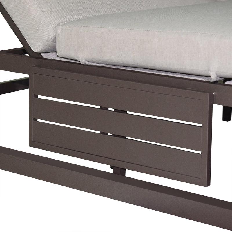 Deko Living - 2 Place Outdoor Aluminum Rectangular Patio Daybed with Retractable Beige Textilene Fabric Canopy