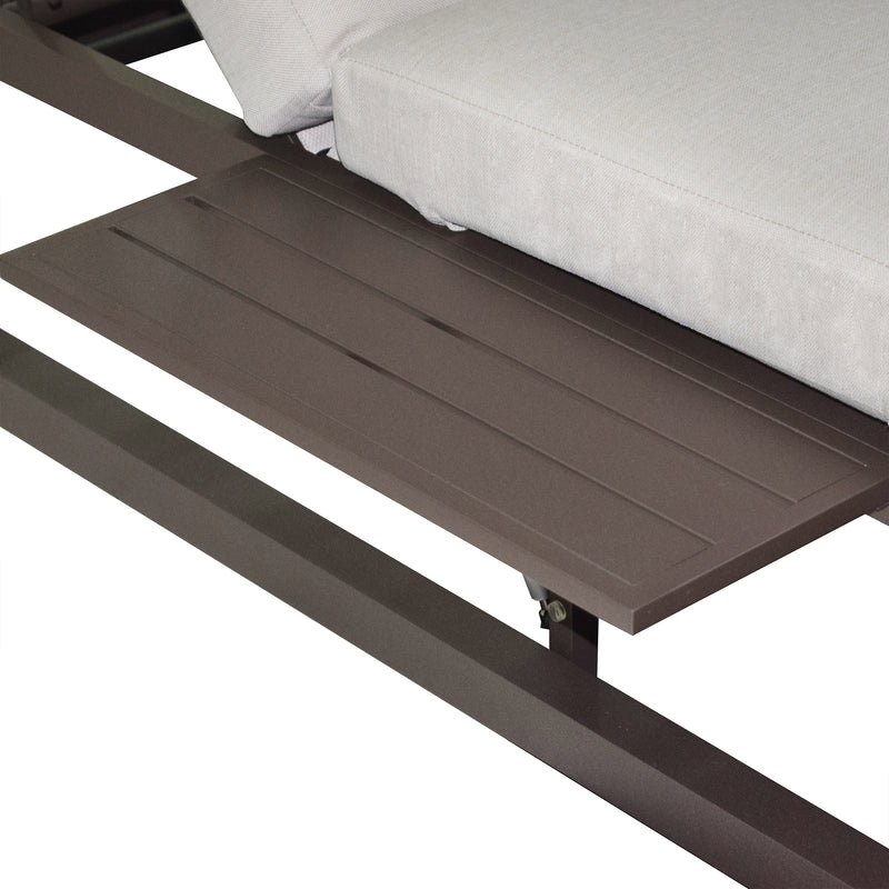 Deko Living - 2 Place Outdoor Aluminum Rectangular Patio Daybed with Retractable Beige Textilene Fabric Canopy