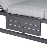Deko Living - 2 Place Outdoor Aluminum Rectangular Patio Daybed with Retractable Gray Textilene Fabric Canopy