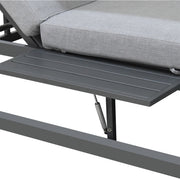 Deko Living - 2 Place Outdoor Aluminum Rectangular Patio Daybed with Retractable Gray Textilene Fabric Canopy