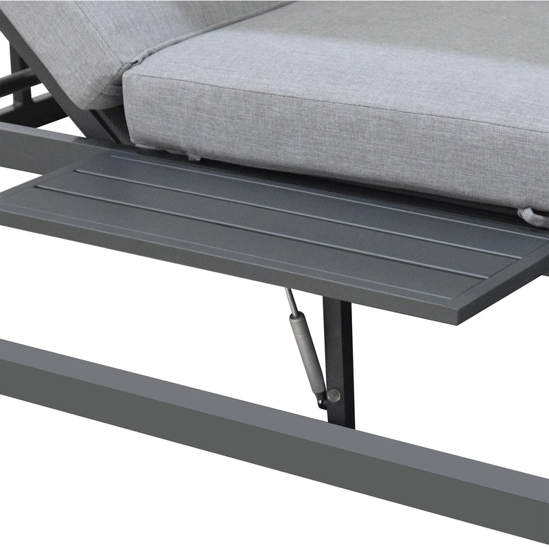 Deko Living - 2 Place Outdoor Aluminum Rectangular Patio Daybed with Retractable Gray Textilene Fabric Canopy
