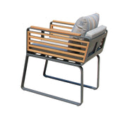 Deko Living - 6 Place Seating Palazzolo Outdoor Teak Patio Dining Table Set and Cushioned Chairs