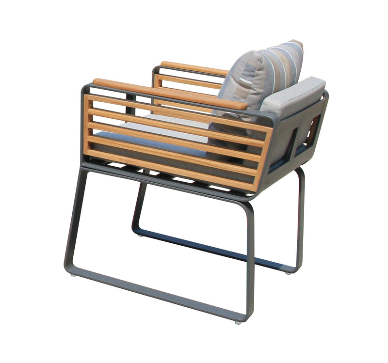 Deko Living - 6 Place Seating Palazzolo Outdoor Teak Patio Dining Table Set and Cushioned Chairs