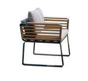 Deko Living - 6 Place Seating Palazzolo Outdoor Teak Patio Dining Table Set and Cushioned Chairs