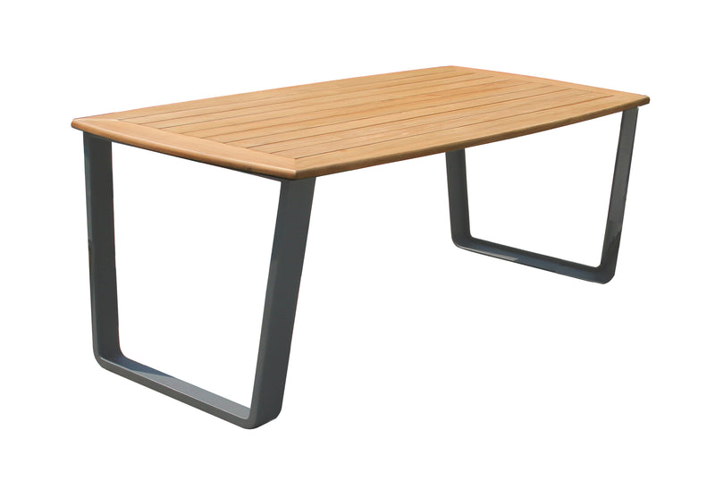 Deko Living - 6 Place Seating Palazzolo Outdoor Teak Patio Dining Table Set and Cushioned Chairs