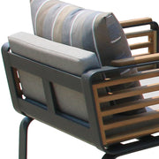 Deko Living - 6 Place Seating Palazzolo Outdoor Teak Patio Dining Table Set and Cushioned Chairs