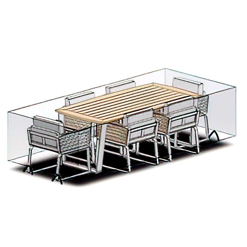 Deko Living - 6 Place Seating Palazzolo Outdoor Teak Patio Dining Table Set and Cushioned Chairs