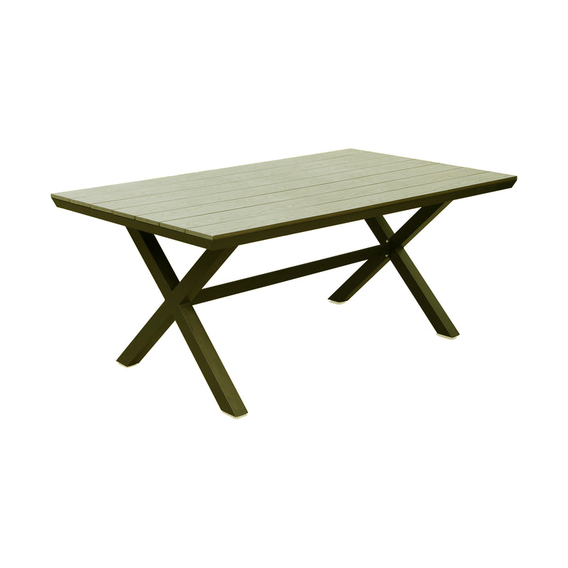 Deko Living - 6 Place Seating Outdoor Aluminum Patio Dining Table Set and Chairs with Brown Textilene Fabric