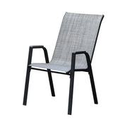 Deko Living - 6 Place Seating Outdoor Aluminum Patio Dining Table Set and Chairs with Gray Textilene Fabric