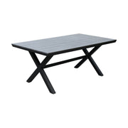 Deko Living - 6 Place Seating Outdoor Aluminum Patio Dining Table Set and Chairs with Gray Textilene Fabric
