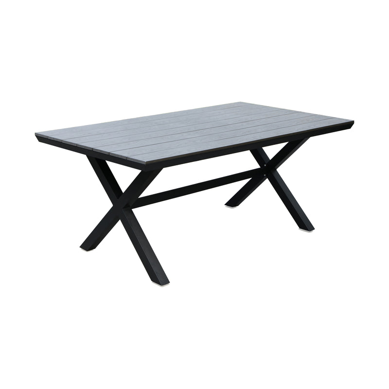 Deko Living - 6 Place Seating Outdoor Aluminum Patio Dining Table Set and Chairs with Gray Textilene Fabric