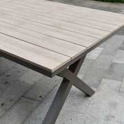 Deko Living - 6 Place Seating Outdoor Aluminum Patio Dining Table Set and Chairs with Brown Textilene Fabric
