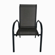 Deko Living - 4 Place Seating Grey Outdoor Aluminum Round Patio Dining Table and Stackable Chairs Set