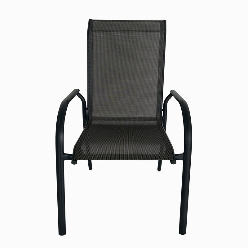 Deko Living - 4 Place Seating Grey Outdoor Aluminum Round Patio Dining Table and Stackable Chairs Set