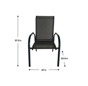 Deko Living - 4 Place Seating Grey Outdoor Aluminum Round Patio Dining Table and Stackable Chairs Set