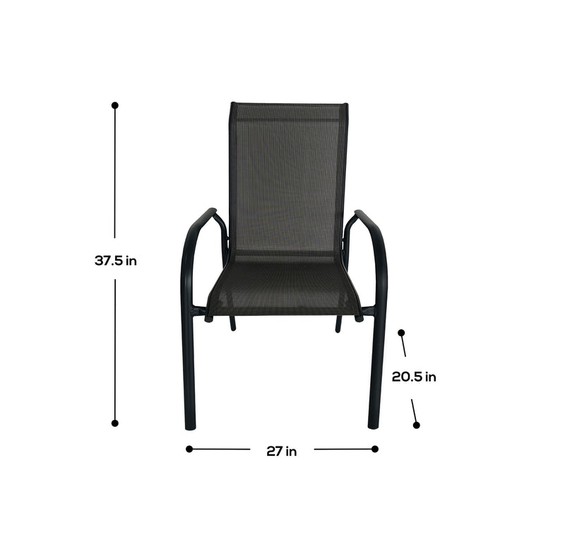 Deko Living - 4 Place Seating Grey Outdoor Aluminum Round Patio Dining Table and Stackable Chairs Set