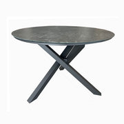 Deko Living - 4 Place Seating Grey Outdoor Aluminum Round Patio Dining Table and Stackable Chairs Set
