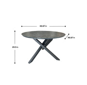 Deko Living - 4 Place Seating Grey Outdoor Aluminum Round Patio Dining Table and Stackable Chairs Set