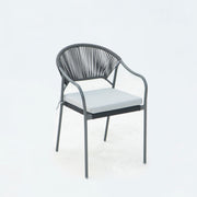 Deko Living - 6 Place Seating Black Outdoor Patio Dining Chairs and Table Set