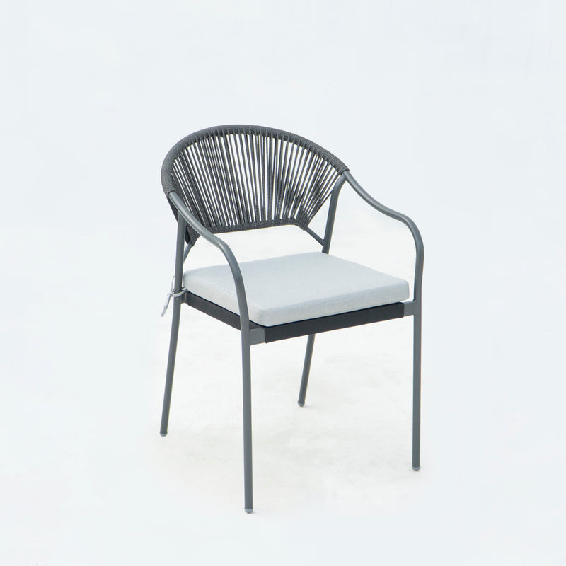 Deko Living - 6 Place Seating Black Outdoor Patio Dining Chairs and Table Set