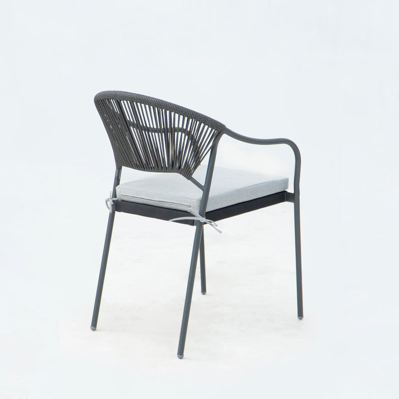 Deko Living - 6 Place Seating Black Outdoor Patio Dining Chairs and Table Set