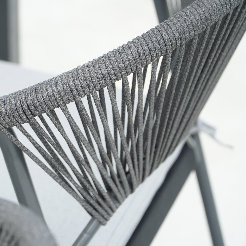 Deko Living - 6 Place Seating Black Outdoor Patio Dining Chairs and Table Set