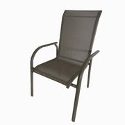 Deko Living - 4 Place Seating Champagne Outdoor Aluminum Round Patio Dining Table and Stackable Chairs Set