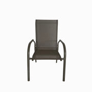 Deko Living - 4 Place Seating Champagne Outdoor Aluminum Round Patio Dining Table and Stackable Chairs Set