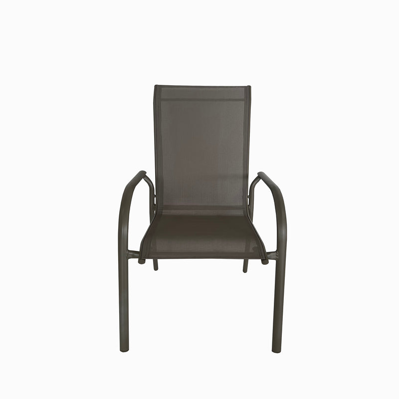 Deko Living - 4 Place Seating Champagne Outdoor Aluminum Round Patio Dining Table and Stackable Chairs Set