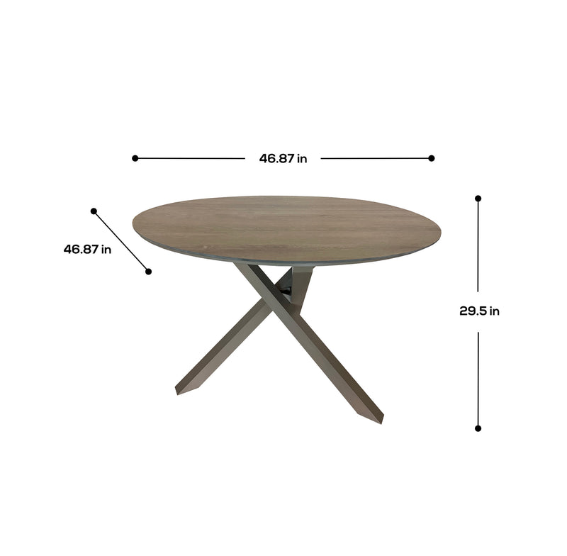 Deko Living - 4 Place Seating Champagne Outdoor Aluminum Round Patio Dining Table and Stackable Chairs Set