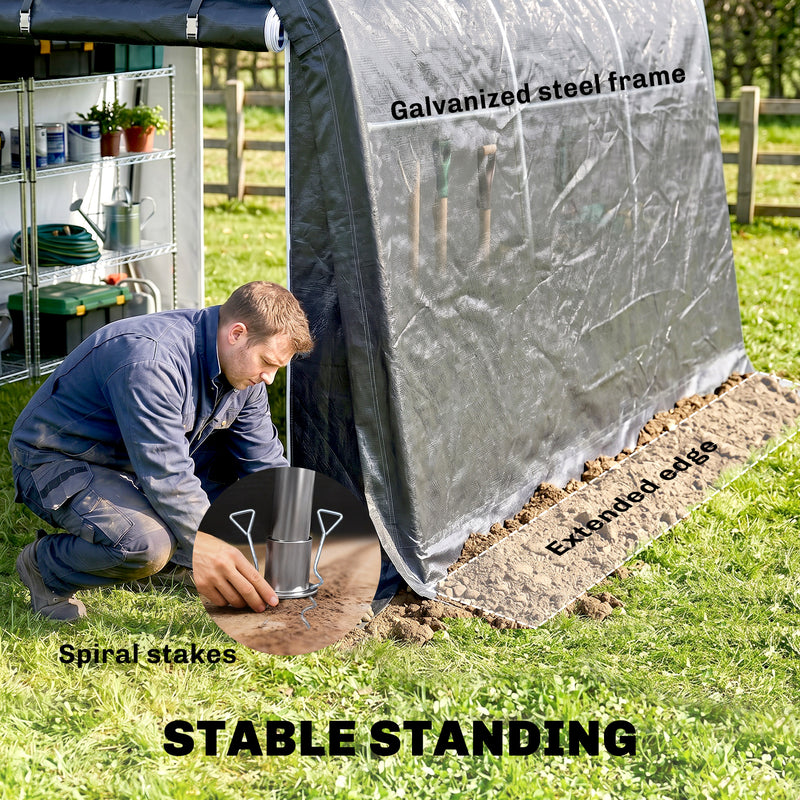 10' x 10' Outdoor Storage Tent, Heavy Duty and Waterproof Portable Shed for Bike, Motorcycle & Garden Tools