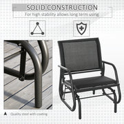 Outsunny - Patio Glider Set of 2 Outdoor Glider Chair with Breathable Mesh Seat & Backrest, Armrests and Metal Frame, Black