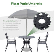 Outsunny - 33-Inch Roud Patio Dining Table with Umbrella Hole, Cast Aluminum Garden Table, All Weather Patio Bisto Table, for Lawn, Garden, Outside, Black