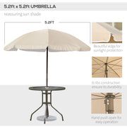 Outsunny - 6 Pieces Outdoor Dining Set for 4 with Umbrella Patio Outdoor Furniture Set with Round Table 4 Folding Chairs Cream