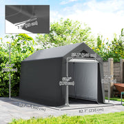 7' x 12' Outdoor Storage Shed Portable Garage with Roll-up Door for Motorcycle, Bike, Garden Tools, Dark Grey