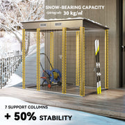 6 x 4FT Galvanized Garden Storage Shed, Metal Outdoor Shed with Double Doors and 2 Vents, Light Grey