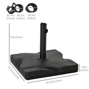 44lbs Square Cement Patio Umbrella Base Stand, Outdoor Garden Parasol Base Umbrella Weight Stand Holder Fits Φ1.3", Φ1.5" and Φ2.0" Pole - Black