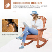 Outsunny - Wooden Adirondack Rocking Muskoka Chair with Slatted Wooden Design, Fanned Back and Classic Rustic Style, Teak