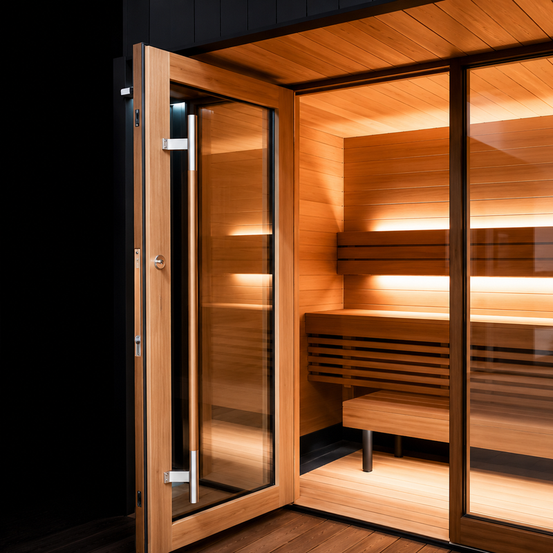1-Person Modern Solid Wood Outdoor Sauna Room with Computer Control Panel Far Dry Steam for Sweating