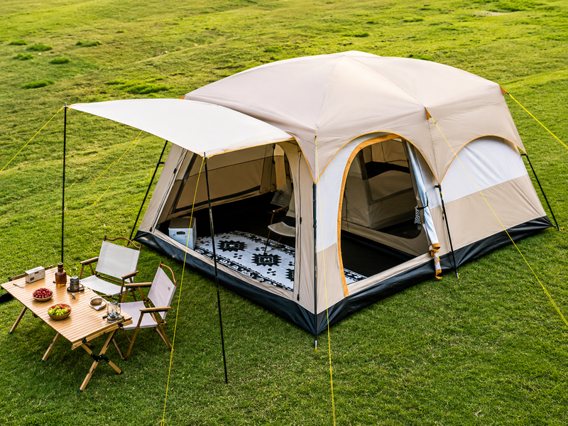 3-12 Person Double-Layer Family Camping Tent - 2 Bedrooms, Thickened & Rainproof