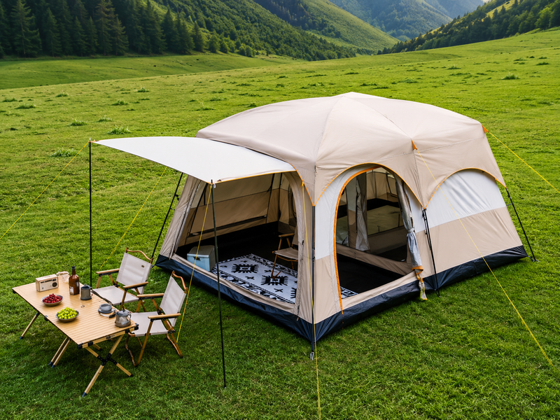 3-12 Person Double-Layer Family Camping Tent - 2 Bedrooms, Thickened & Rainproof