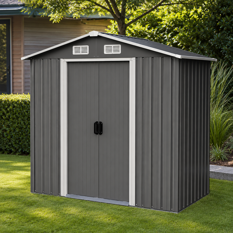 Durable Brown Metal Steel Frame Structure Shed Outdoor Multi-purpose Tool Storage House with Garden Screws